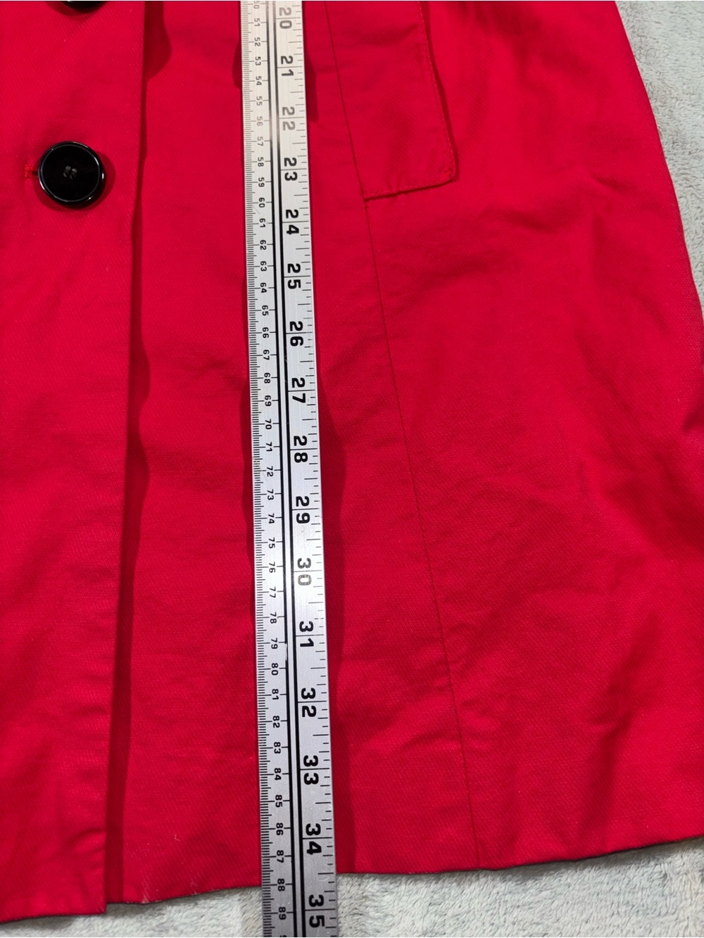 Le Château Vibrant Red Mid-Length Trench Coat - Size Small - Picture 3 of 6